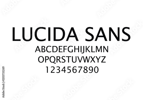Lucida Sans font for logo and headline. Isolated vector typeset