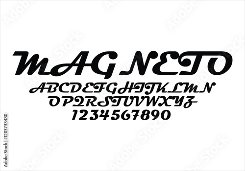 Magneto font for logo and headline. Isolated vector typeset