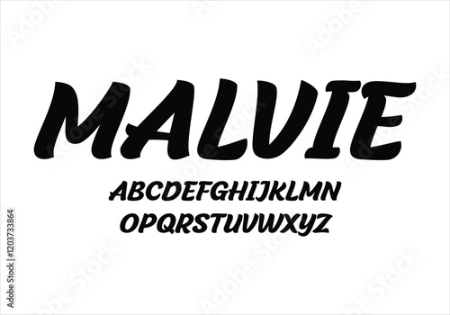 Malvie font for logo and headline. Isolated vector typeset