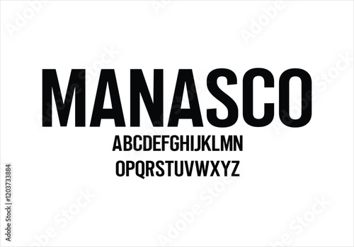 Manasco font for logo and headline. Isolated vector typeset