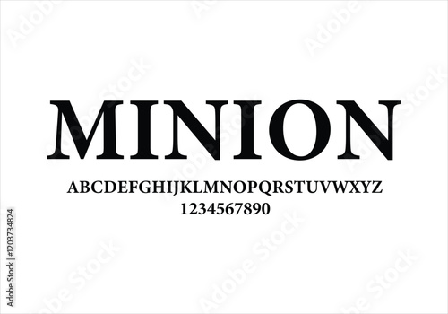 MINION font for logo and headline. Isolated vector typeset