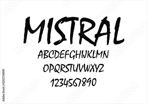 MISTRAL font for logo and headline. Isolated vector typeset