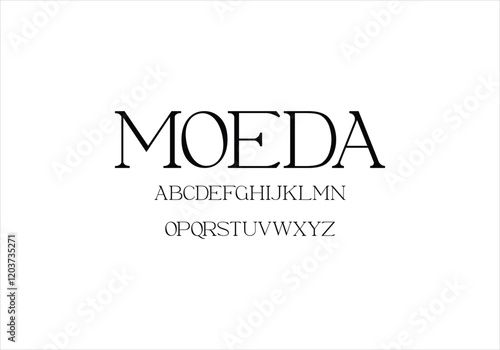 Moeda font for logo and headline. Isolated vector typeset
