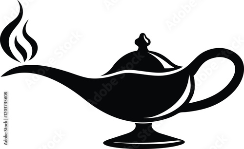 Arabic dream magic lamp icon silhouette,magic lamp vector silhouette