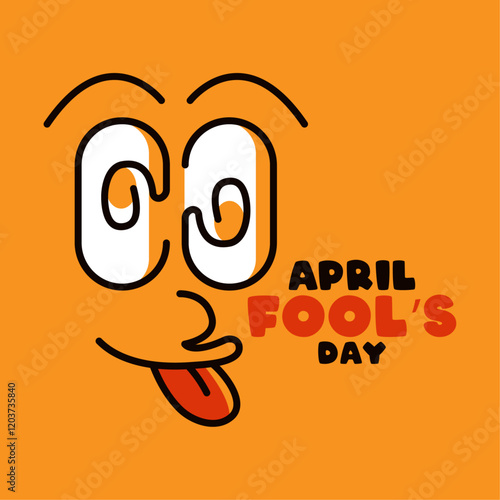 April Fool's Day. April 1. Fool face with tongue out. Poster, banner, card, background.