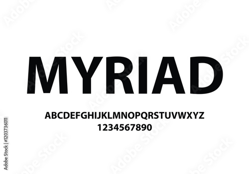 Myraid Pro font for logo and headline. Isolated vector typeset