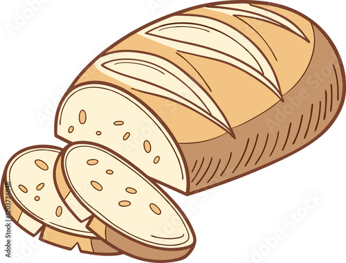 fresh baked bread isolated on the white background