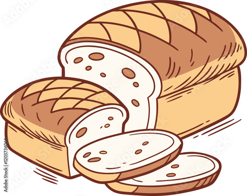 fresh baked bread isolated on the white background