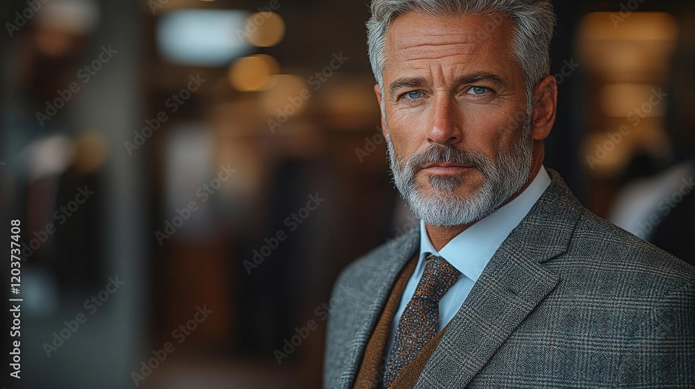 Portrait of a Confident Mature Man with Gray Hair and Beard, Wearing a Suit and Tie Portrait of a Confident Mature Man with Gray Hair and Beard, Wearing a Suit and Tie