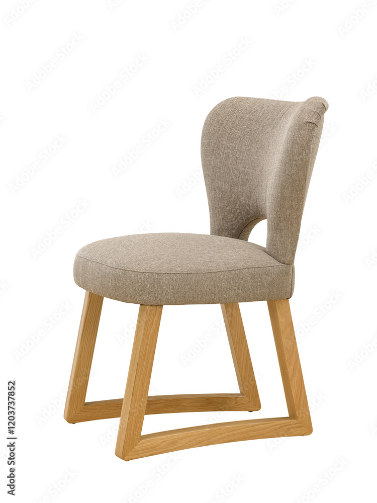 A modern chair with wooden legs + clipping path. The chair is isolated on a White background. Furniture, interior object, Modern chair. A modern chair with wooden legs + clipping path. The chair is isolated on a White background. Furniture, interior object, Modern chair.