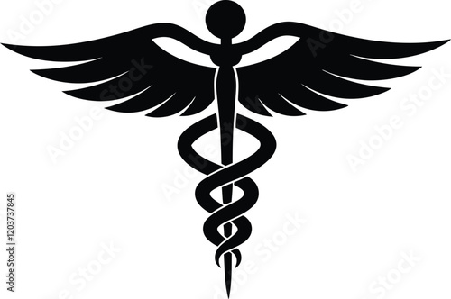 caduceus medicine science disease icon silhouette,madical logo