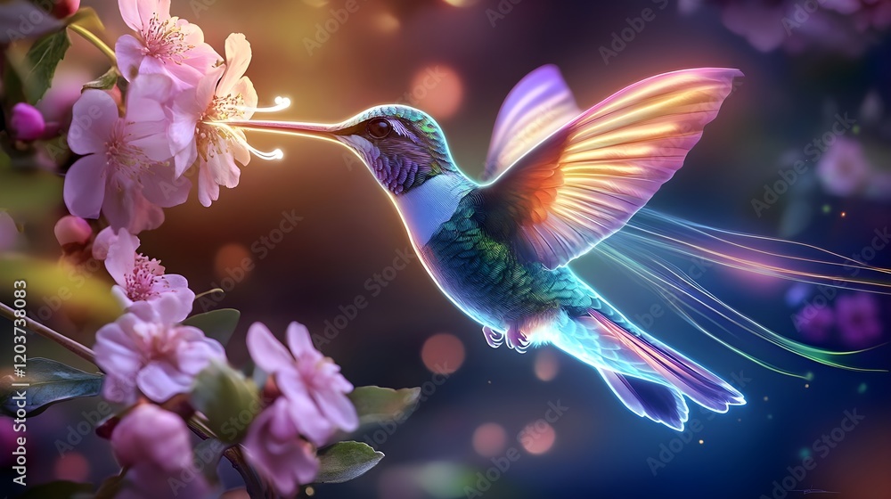 magical hummingbird & blossoms - magical realism magical hummingbird & blossoms - magical realism