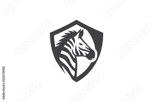 Zebra Head Shield Logo Design Template On a White Background