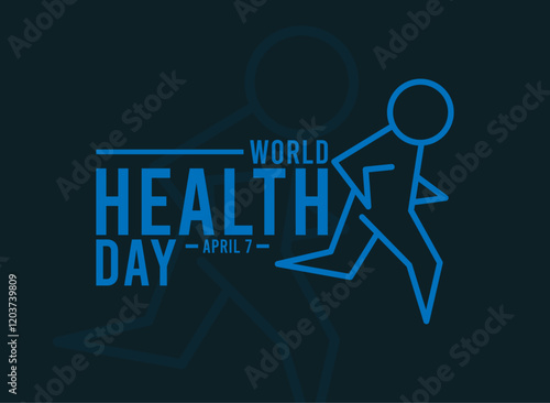 World Health Day. April 7. Jogging line icon. Poster, banner, card, background.