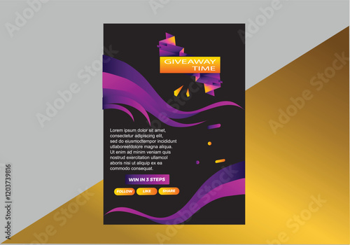 Giveaway win contest raffle lottery Eye catching high quality realistic flyer print design. Giveaway for social media post template. 