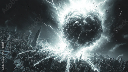 bombs and lightning exploded over the city