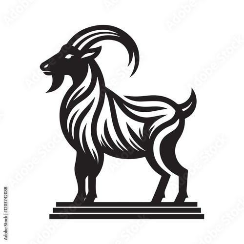 Goat logo vector illustration for branding and marketing, available in editable formats.