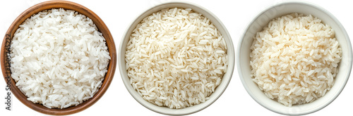 bowl of cooked rice isolated on transparent background, showcasing different rice varieties or cooking methods,  rice in a cup