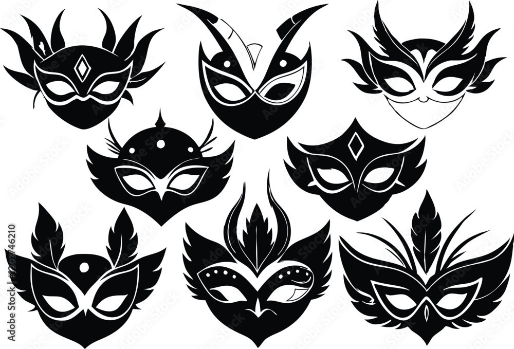 masquerade mask silhouette,masquerade mask vector icon set masquerade mask silhouette,masquerade mask vector icon set