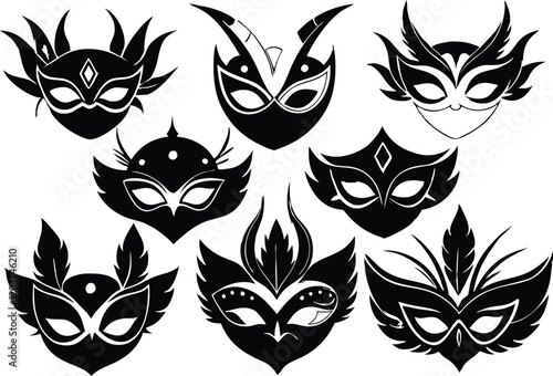 masquerade mask silhouette,masquerade mask  vector icon set