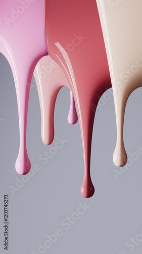 Pink, purple, and white nail polish drips down a wall
