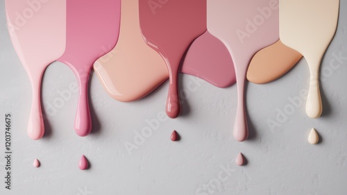 Row of nail polish colors with a white background