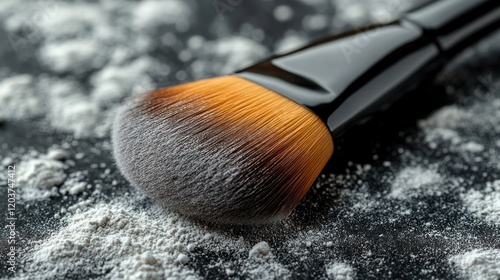 Makeup brush in loose powder. photo