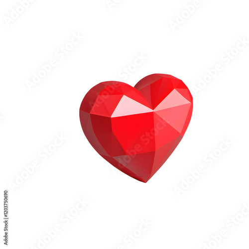 Wallpaper Mural 3D geometric red heart icon, isolated, transparent background, no background. PNG. Torontodigital.ca