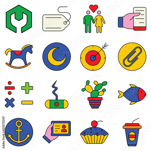 Modern Icons Flat Icon Set Isolated On White Background