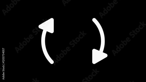 Animation of arrows moving in circle. Alpha channel. Transparent background.