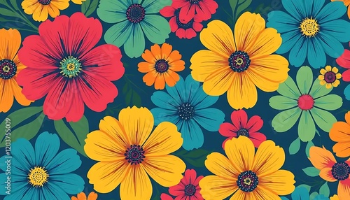 Wallpaper Mural Vibrant Colorful Flowers Blooming In A Garden Torontodigital.ca