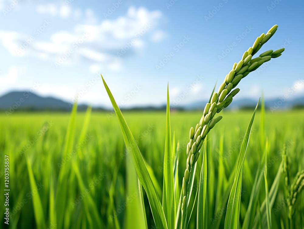 Obraz premium Smallscale rice paddy farm using organic methods, ideal for local and specialty rice markets