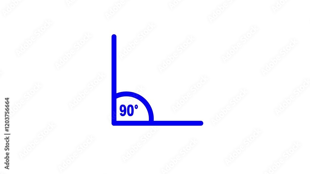 90 degree angle line icon, ninety degree right angle icon. simple angle concept animation blue color text line over white background. 90 degree angle line icon, ninety degree right angle icon. simple angle concept animation blue color text line over white background.
