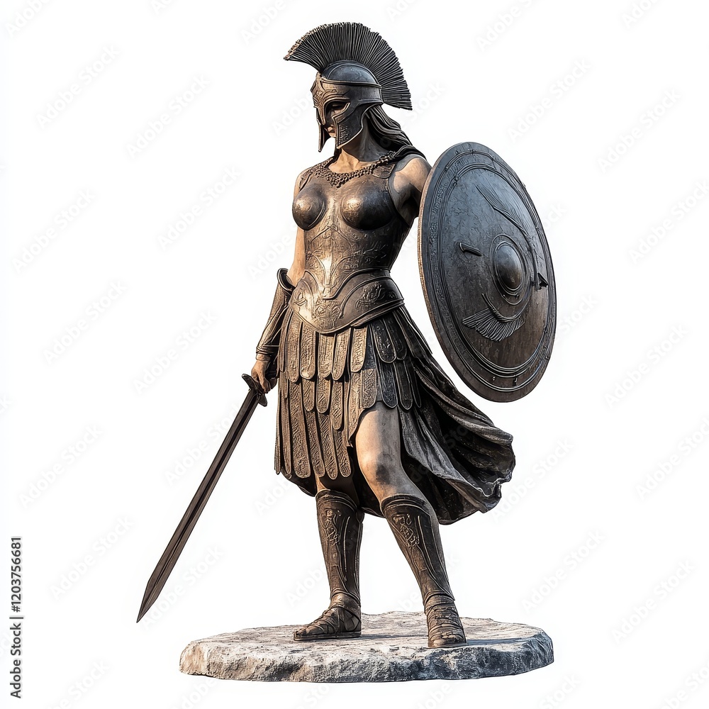 Fototapeta premium Cut-Out Statue of Athena, Classical Greek Art, Ancient Wisdom, Timeless Elegance, Mythological Representation