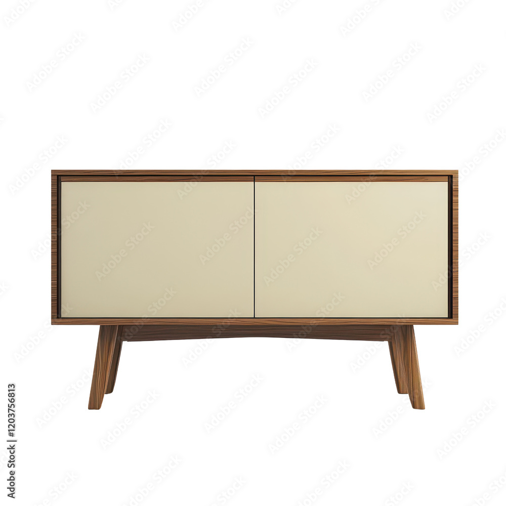 Elegant mid-century modern cabinet with a sleek design, perfect for stylish interiors., isolated on a transparent background. Elegant mid-century modern cabinet with a sleek design, perfect for stylish interiors., isolated on a transparent background.