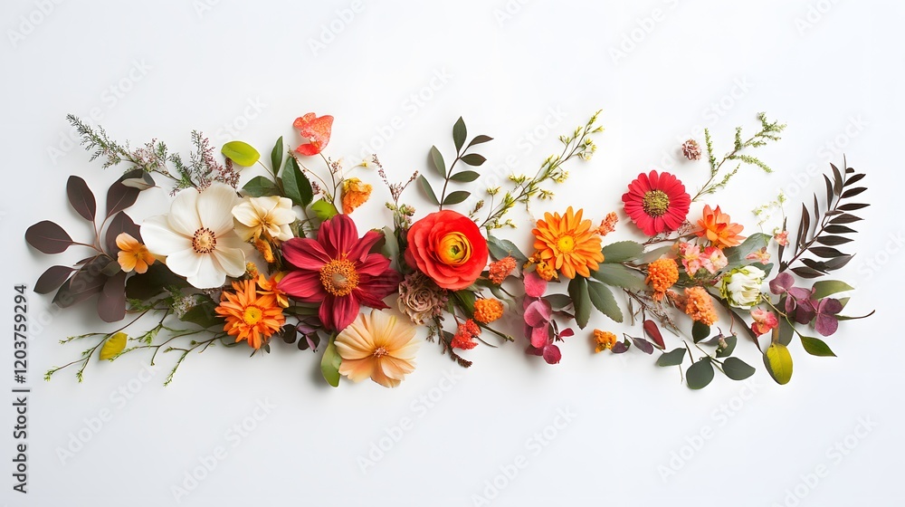 Autumnal Floral Arrangement Displaying Diverse Blooms and Greenery Autumnal Floral Arrangement Displaying Diverse Blooms and Greenery