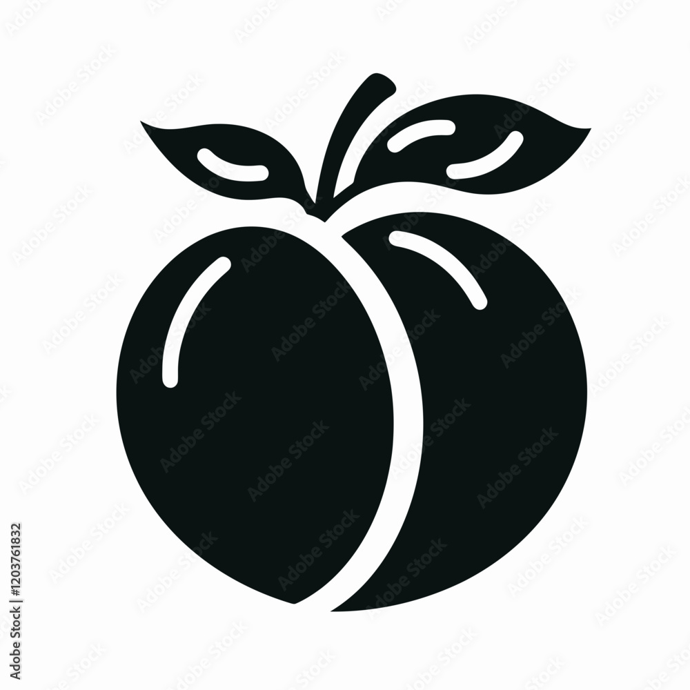 Peach silhouette in black on a white background Peach silhouette in black on a white background