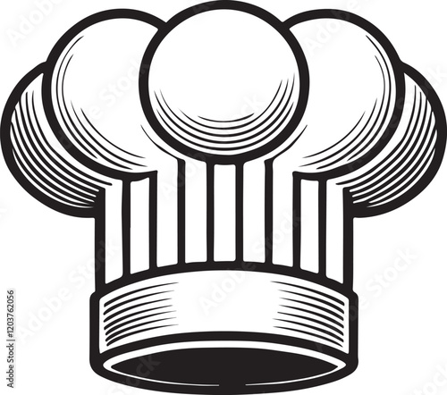 Silhouette vector of a classic chef's hat, perfect for culinary, restaurant, or kitchen-themed designs. EPS format, fully editable and scalable.