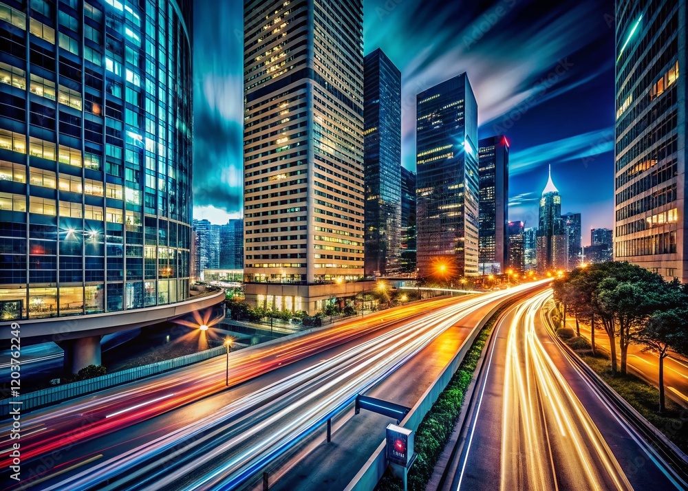 Fototapeta premium Long Exposure City Lights - Masculine Urban Night Photography