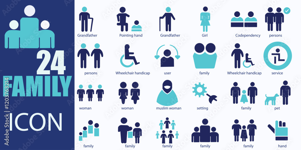 family icon set. Featuring detailed illustrations of people, team, partnership, success and more. Vector illustration. Easily changes to any color. Cohesive set of scalable vector icons. family icon set. Featuring detailed illustrations of people, team, partnership, success and more. Vector illustration. Easily changes to any color. Cohesive set of scalable vector icons.