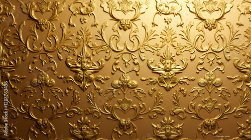 embossed gold texture with intricate floral patterns