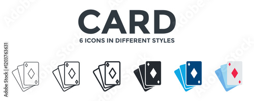 Card Icon In Different Style Vector Illustration. Designed In Thin Line, Regular Line, Bold Line, Glyph, Color Fill, And Flat Style Can Be Used For Web