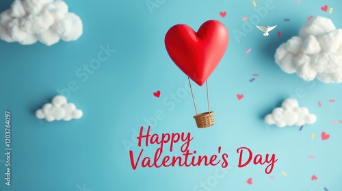 Happy Valentine's Day heart vector illustration for romantic greeting card design