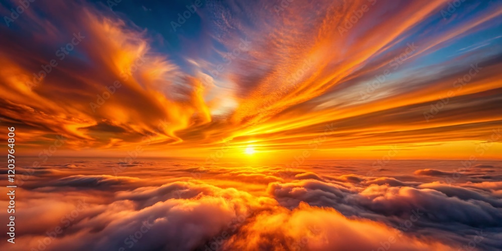 Fototapeta premium Long Exposure Orange Gradient Sunset Sky Photography Stock Photo