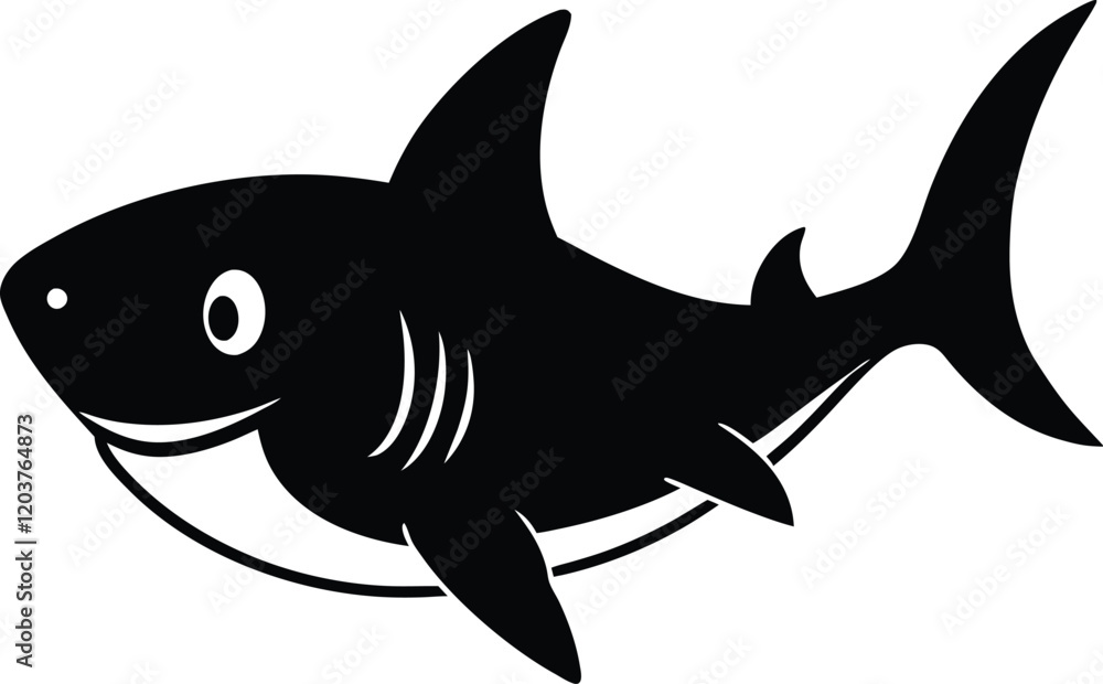 A cute baby Shark silhouette illustration A cute baby Shark silhouette illustration