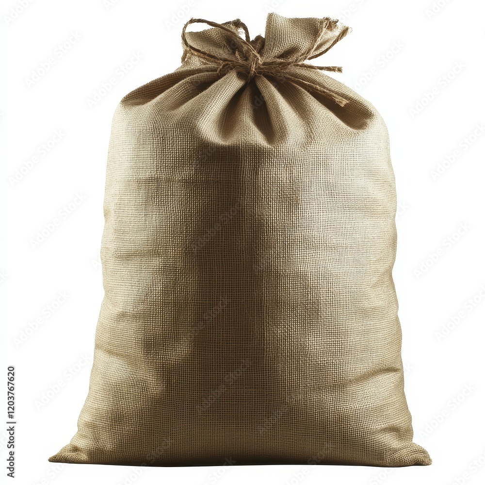 Isolated Burlap Sack on White Background, Rustic Packaging, Natural Material, Storage, Eco-Friendly Concept Isolated Burlap Sack on White Background, Rustic Packaging, Natural Material, Storage, Eco-Friendly Concept