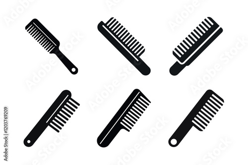 Collection of Black and White Hair Comb Icons