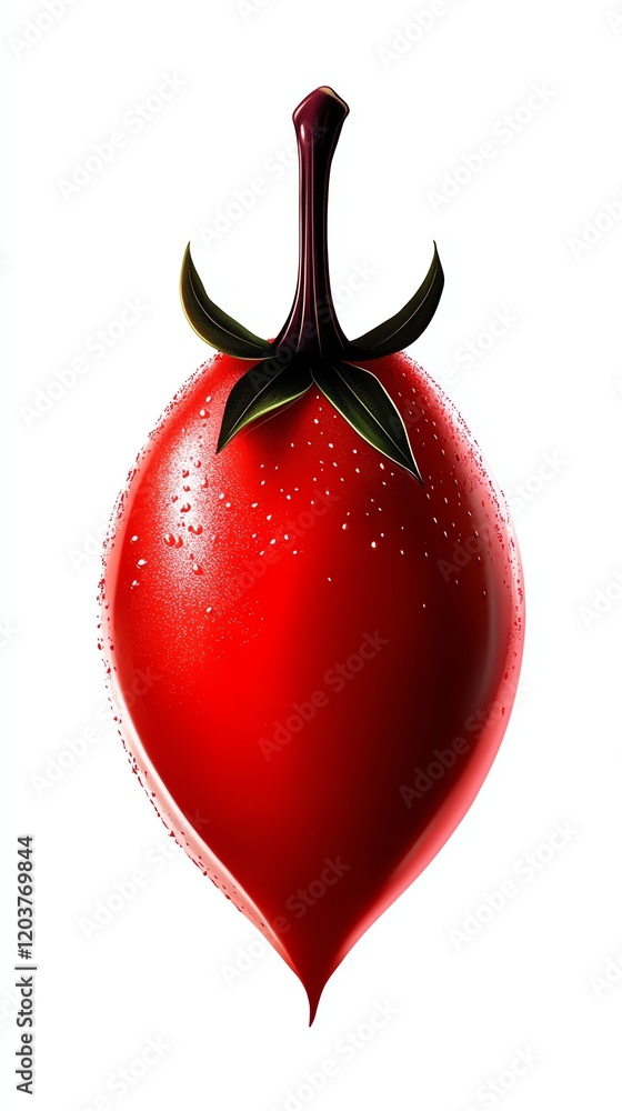 A miracle fruit clipart, rare fruit, digital illustration, red, isolated on white background A miracle fruit clipart, rare fruit, digital illustration, red, isolated on white background