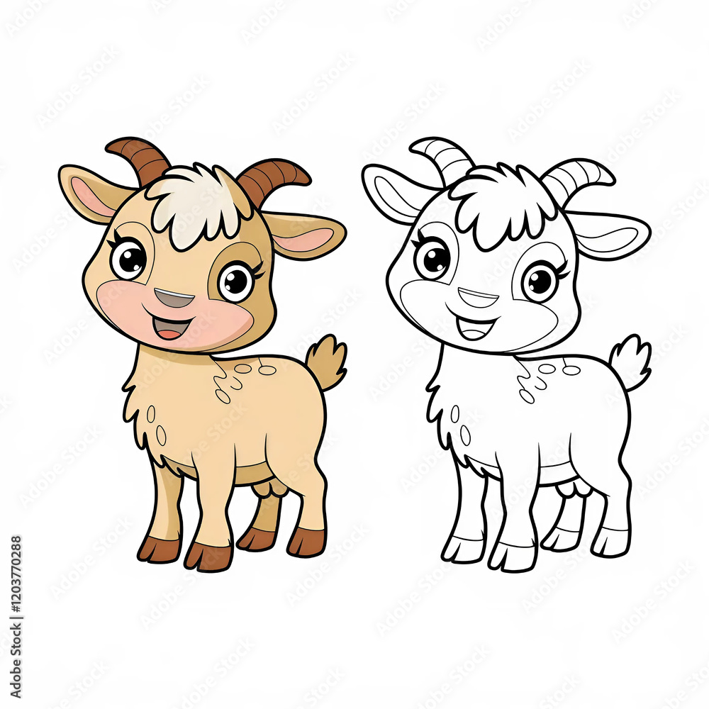 Obraz premium Cute Goat Coloring Page for kids