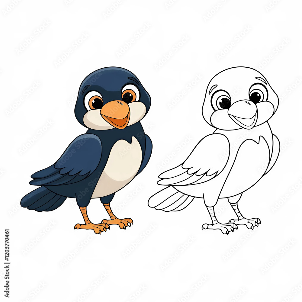 Fototapeta premium Cute Cartoon Bird coloring page